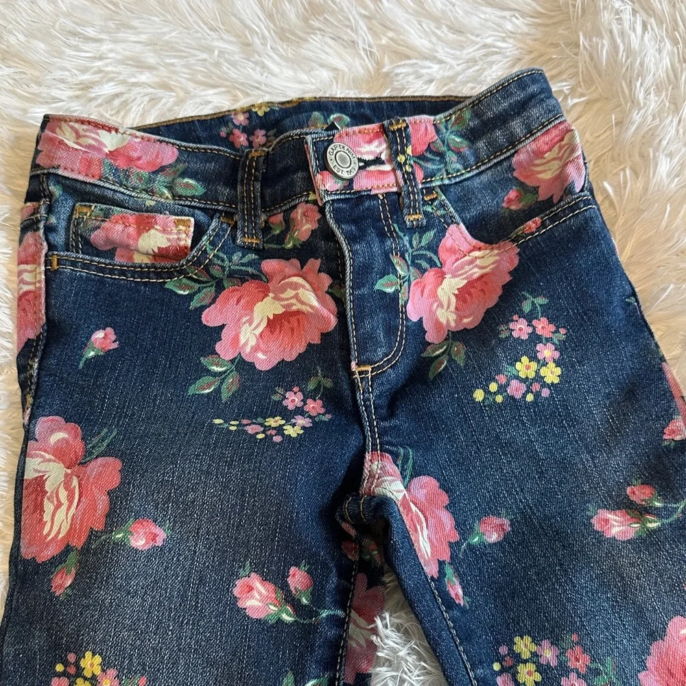🎀🆕 GAP Girls Dark Blue Floral Jeans 5T